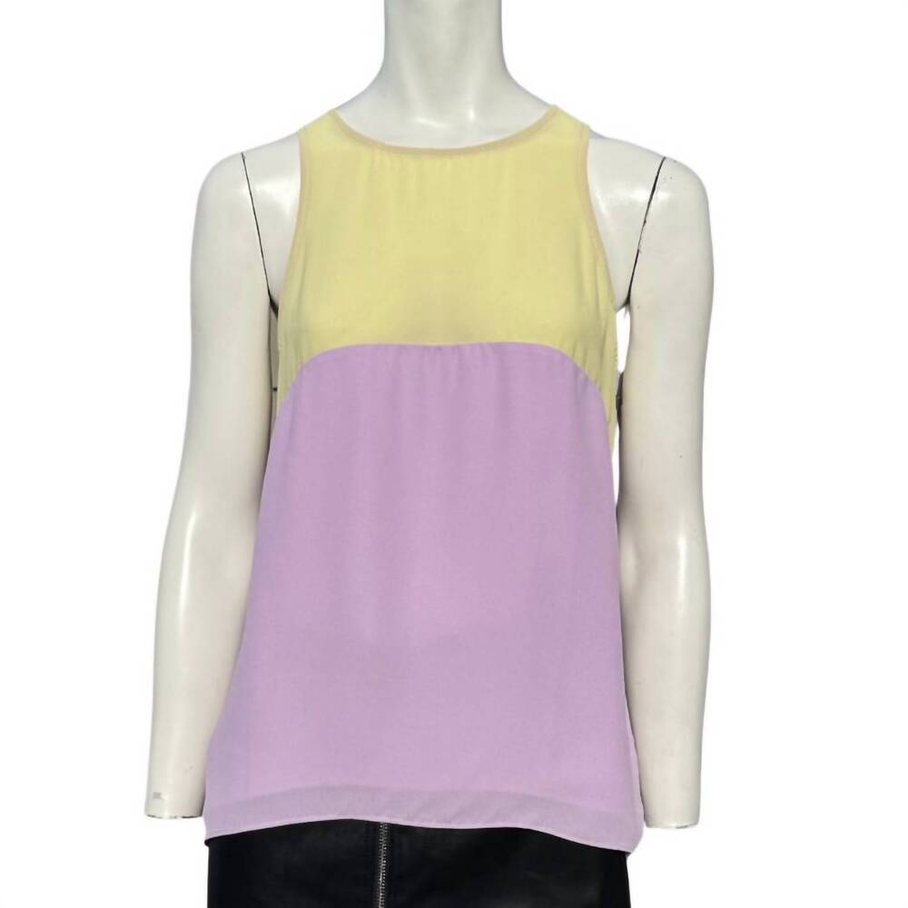 NEW ENGLISH ROSE color block tank in lilac, pale yellow